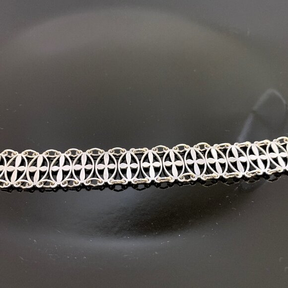 Vtg English Sterling Silver 925 Cross Link Bracelet Hallmarked J538 - Picture 9 of 12